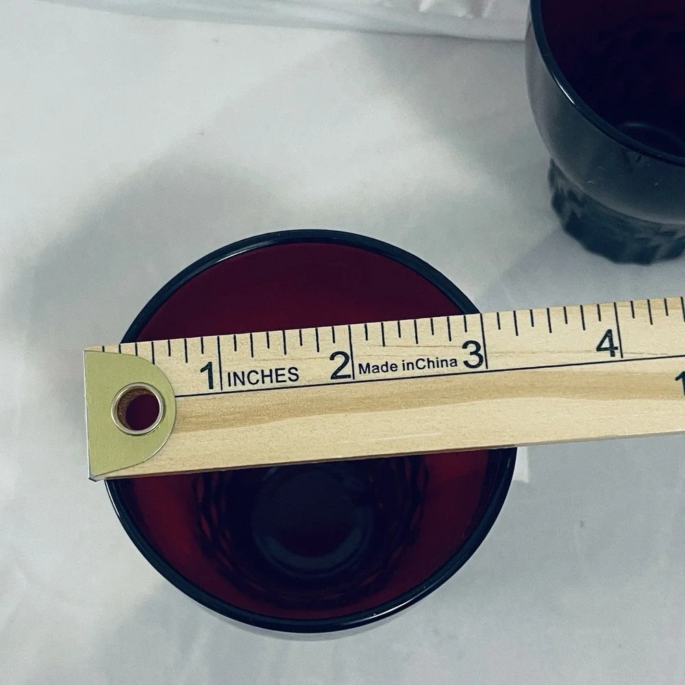 Set Of 2  Vintage Anchor Hocking Windsor Royal Ruby Red Glass 8 oz Tumblers 4